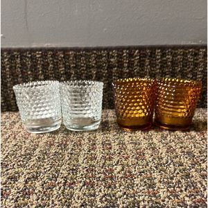 Set of 2 Tea Light Holder & Candle. Ure Choice Amber or Clear Glass.